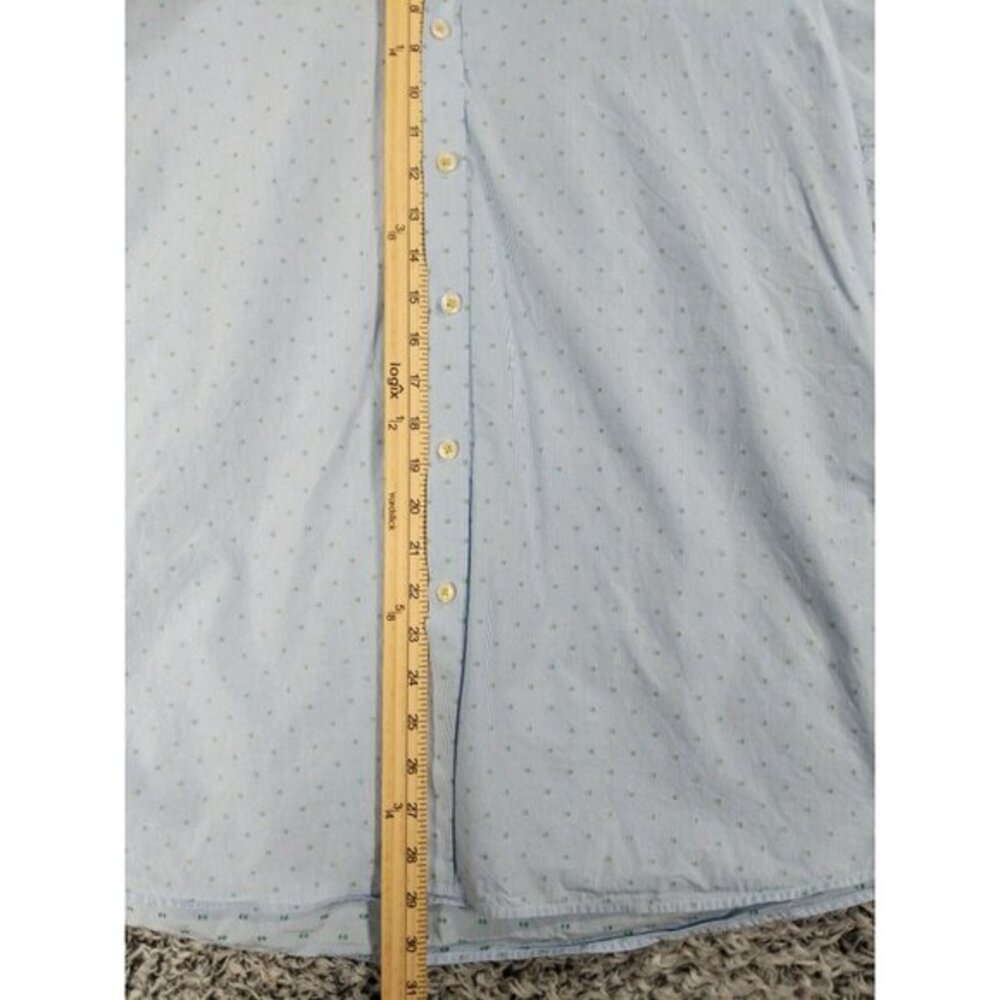 TED‎ BAKER Button Up Short Sleeve Mens Sz 6 US XL 44 Blue Stripe Dot 100% Cotton - Picture 5 of 10
